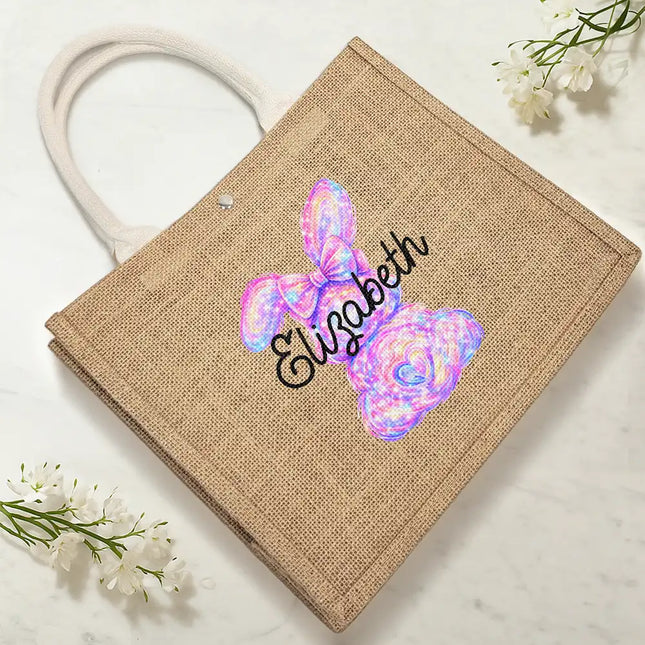 Easter Egg Hunt - Personalized Jute Beach Bag