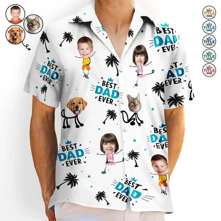Custom Photo Best Dad Ever Kids Dog Cat - Personalized Hawaiian Shirt