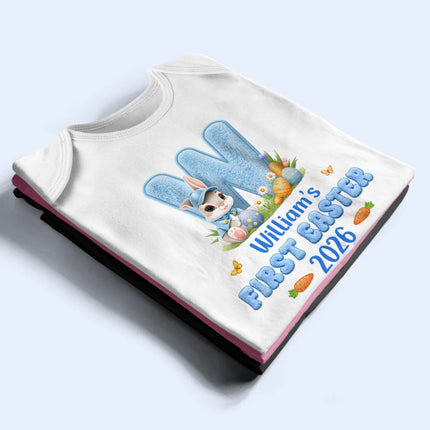Faux Embroidery Effect Chenille Bunny Alphabet Letters - Personalized Baby Onesie