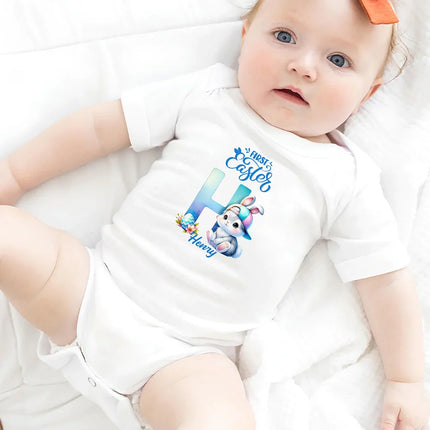 First Easter Bunny With Alphabet Letters - Personalized Baby Onesie