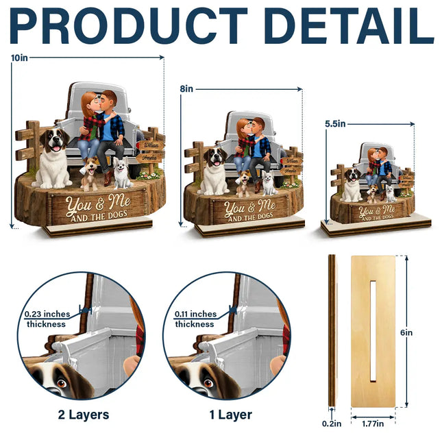 Flannel Couple You & Me And The Dogs - Personalized Custom Shaped Wooden Plaque