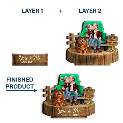 Flannel Couple You & Me And The Dogs - Personalized Custom Shaped Wooden Plaque