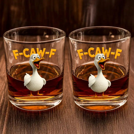 Funny Chicken F-Caw-F - Personalized Whiskey Glass
