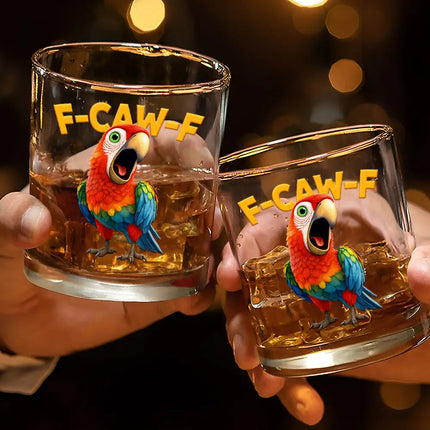 Funny Chicken F-Caw-F - Personalized Whiskey Glass
