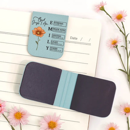 God Says I Am Bible Bookmark - Personalized Leather Magnetic Bookmark