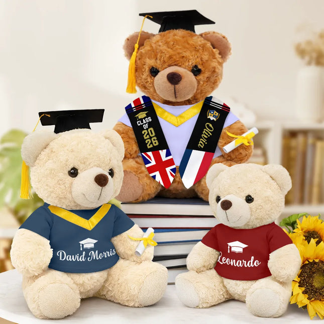 Graduation Pride Dual Flags - Personalized Teddy Bear
