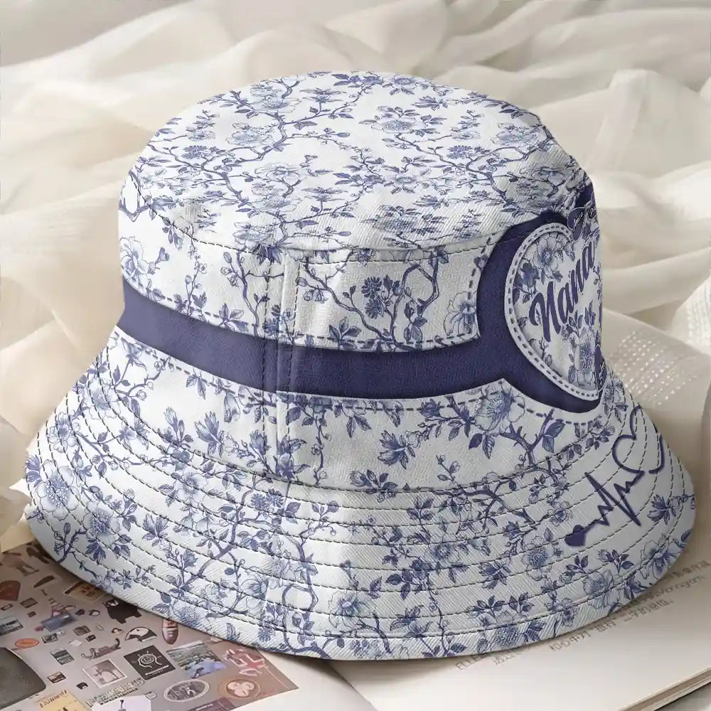 Grandma Mom Toile De Jouy - Personalized Bucket Hat