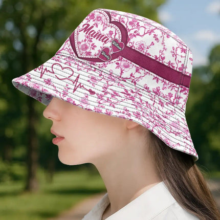 Grandma Mom Toile De Jouy - Personalized Bucket Hat