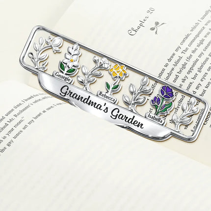 Grandma's Garden Birth Month Flower - Personalized Custom Shaped Metal Bookmark
