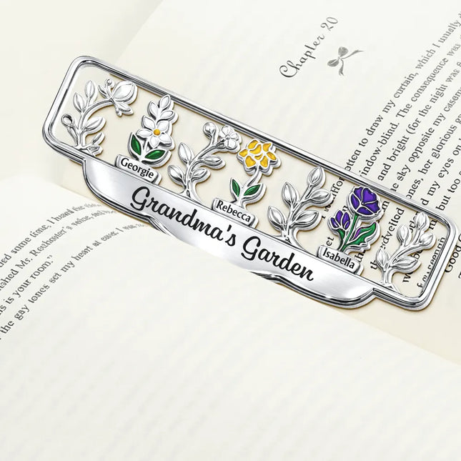 Grandma's Garden Birth Month Flower - Personalized Custom Shaped Metal Bookmark