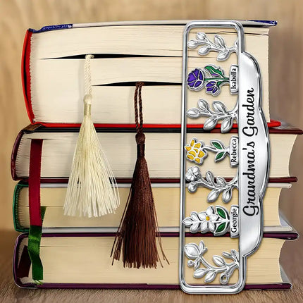 Grandma's Garden Birth Month Flower - Personalized Custom Shaped Metal Bookmark