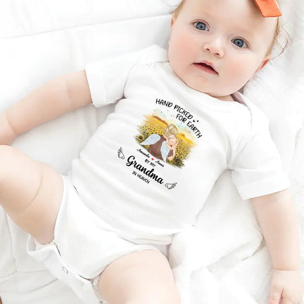 Hand Picked For Earth By My Grandpa Grandma - Personalized Baby Onesie