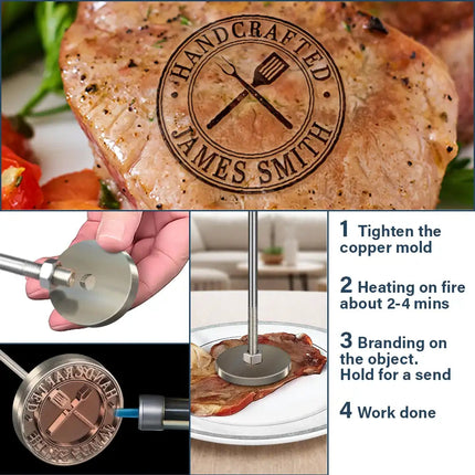 Handcrafted By - Personalized Grilling Branding Stamp