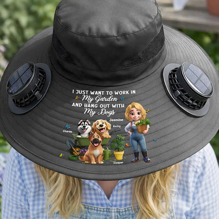 I Just Want To Work In My Garden - Personalized Solar Fan Hat