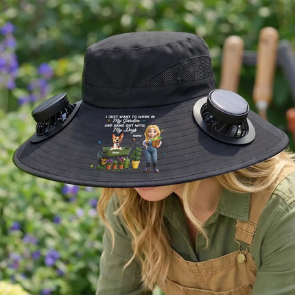 I Just Want To Work In My Garden - Personalized Solar Fan Hat