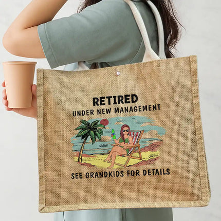I'm Retired I Don't Have To - Personalized Jute Beach Bag