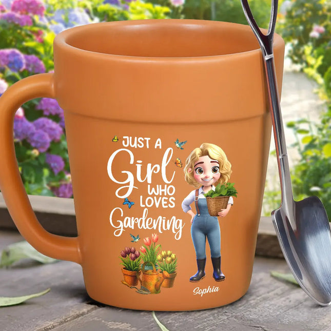 Just A Girl Who Loves Gardening - Personalized Plant Pot Ceramic Mug