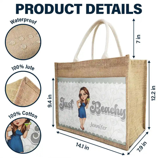 Just Beachy - Personalized Jute Tote Bag