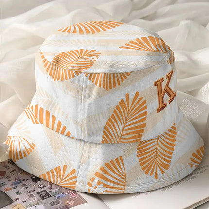 Monogram Tropical Pattern - Embroidery Text Effect Printed, Personalized Bucket Hat
