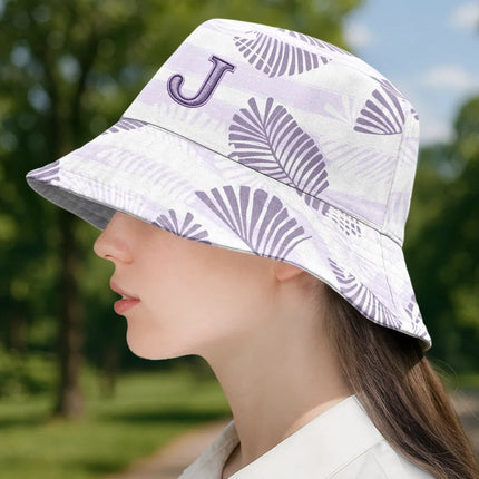Monogram Tropical Pattern - Embroidery Text Effect Printed, Personalized Bucket Hat