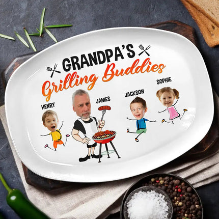 Custom Photo Daddy's Grilling Buddies - Personalized Plate