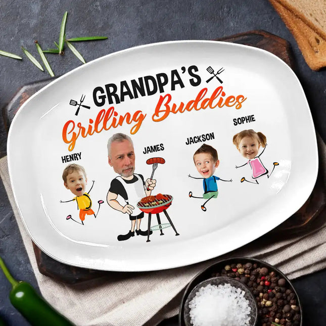 Custom Photo Daddy's Grilling Buddies - Personalized Plate