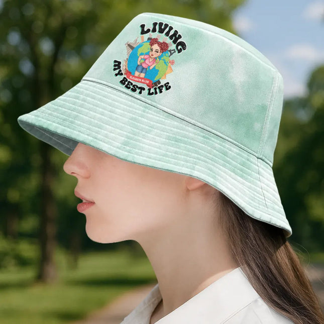 Living My Best Life Travel Lovers - Personalized Bucket Hat