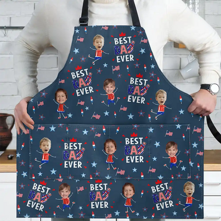 Stars & Stripes Best Dad Mom Grandpa Grandma Ever - Personalized Apron