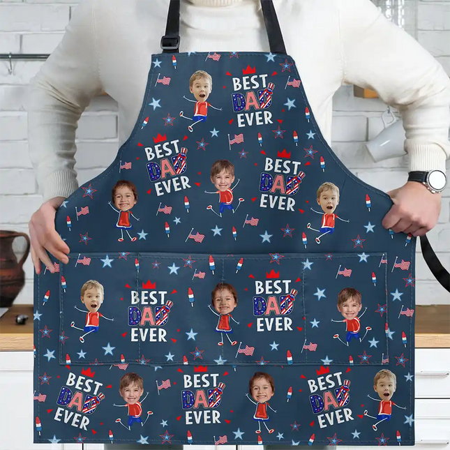 Stars & Stripes Best Dad Mom Grandpa Grandma Ever - Personalized Apron