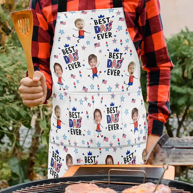 Stars & Stripes Best Dad Mom Grandpa Grandma Ever - Personalized Apron