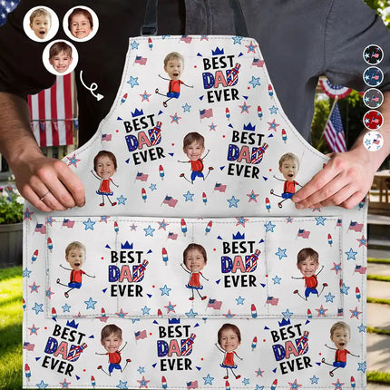 Stars & Stripes Best Dad Mom Grandpa Grandma Ever - Personalized Apron