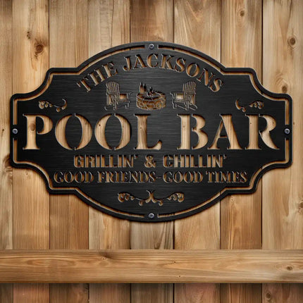 Backyard Bar And Grill Good Friends Good Times - Personalized Cutout Metal Sign