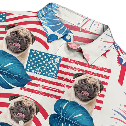 Custom Photo Funny Family Pet Face Stars And Stripes - Personalized Custom Hawaiian Shirt