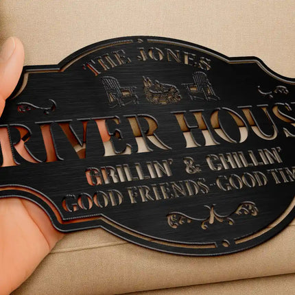 Backyard Bar And Grill Good Friends Good Times - Personalized Cutout Metal Sign