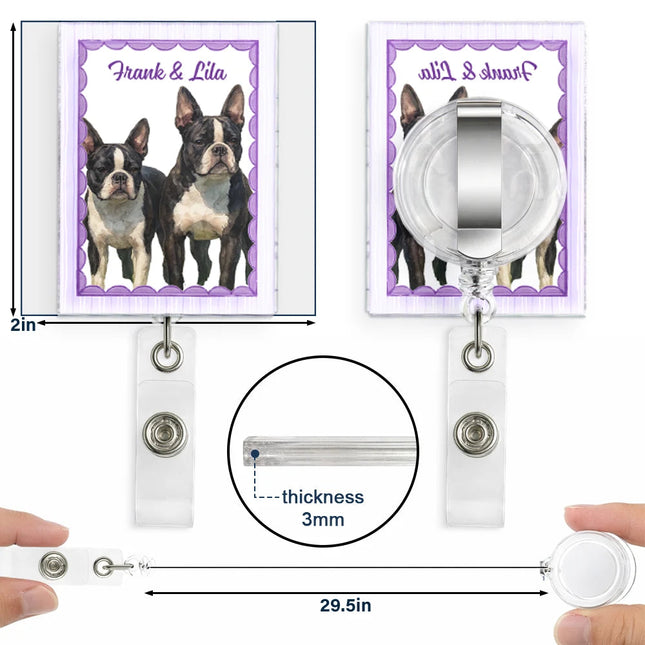 Custom Photo Realistic Watercolor Art Watercolor Dog Cat Pet Portrait Vintage - Personalized Badge Reel