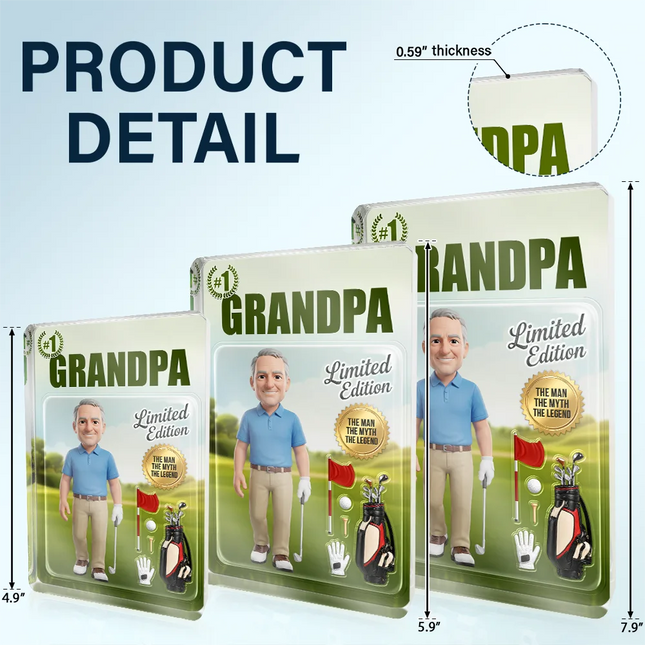 Toybox Figure Golf Dad Grandpa Limited Edition - Personalized Acrylic Plaque