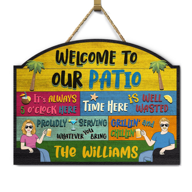 Couple Welcome Grilling Chilling - Personalized Custom Shaped Wood Sign