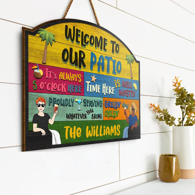 Couple Welcome Grilling Chilling - Personalized Custom Shaped Wood Sign