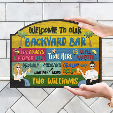 Couple Welcome Grilling Chilling - Personalized Custom Shaped Wood Sign