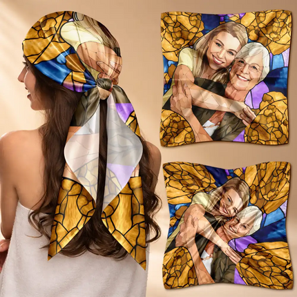 Custom Photo Stained Glass Portrait Mom Grandma Parents Family - Personalized Scarf