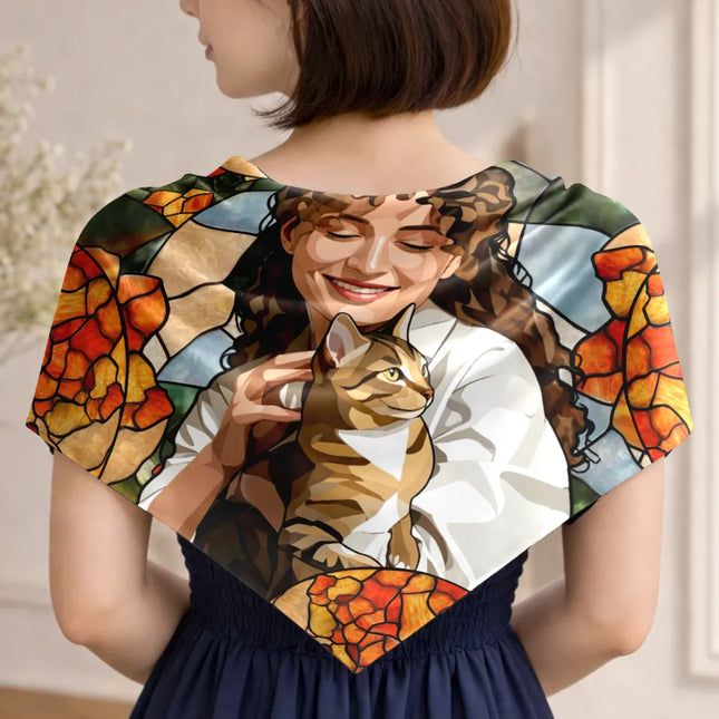 Custom Photo Stained Glass Portrait Mom Grandma Parents Family - Personalized Scarf