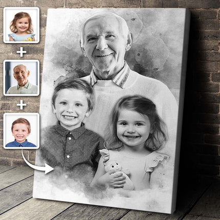 Add Deceased Loved One to Photo, Family Portrait Different Photos, Combine Photos Canvas