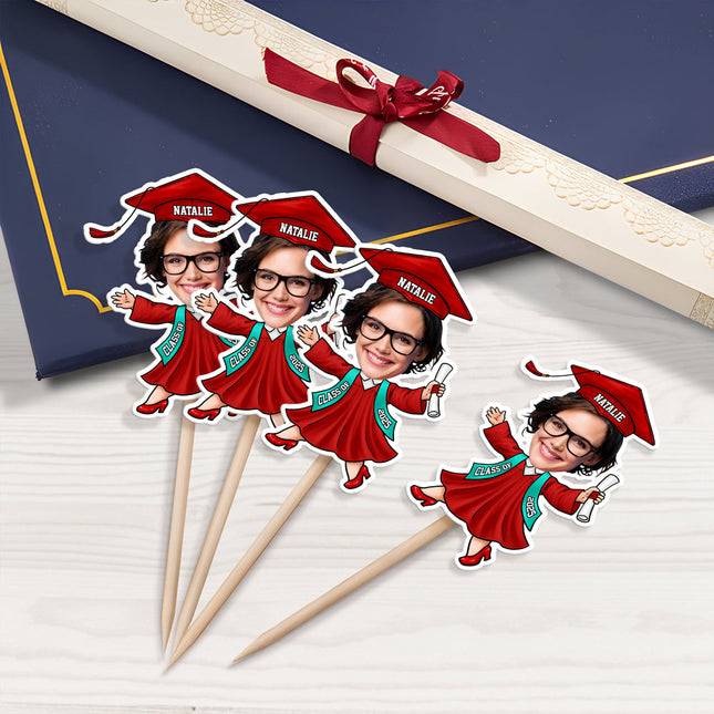 Custom Funny Face Class of 2026 Graduation Decoration Cupcake Toppers