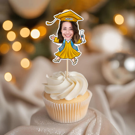Custom Funny Face Class of 2026 Graduation Decoration Cupcake Toppers