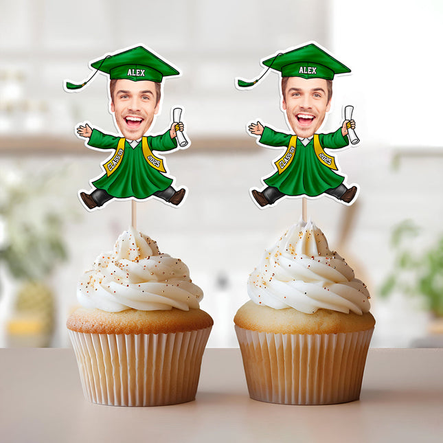 Custom Funny Face Class of 2026 Graduation Decoration Cupcake Toppers