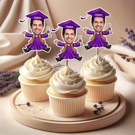 Custom Funny Face Class of 2026 Graduation Decoration Cupcake Toppers