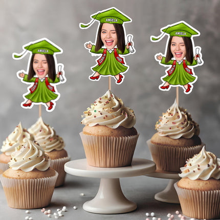 Custom Funny Face Class of 2026 Graduation Decoration Cupcake Toppers