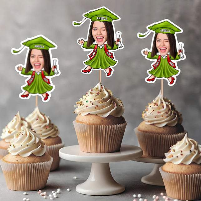Custom Funny Face Class of 2026 Graduation Decoration Cupcake Toppers