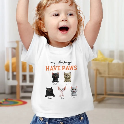 My Siblings Have Paws 3D Effect Dog Cat - Personalized Baby Onesie