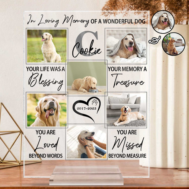Custom Photo In Loving Memory Of A Wonderful Dog - Personalized Acrylic Plaque